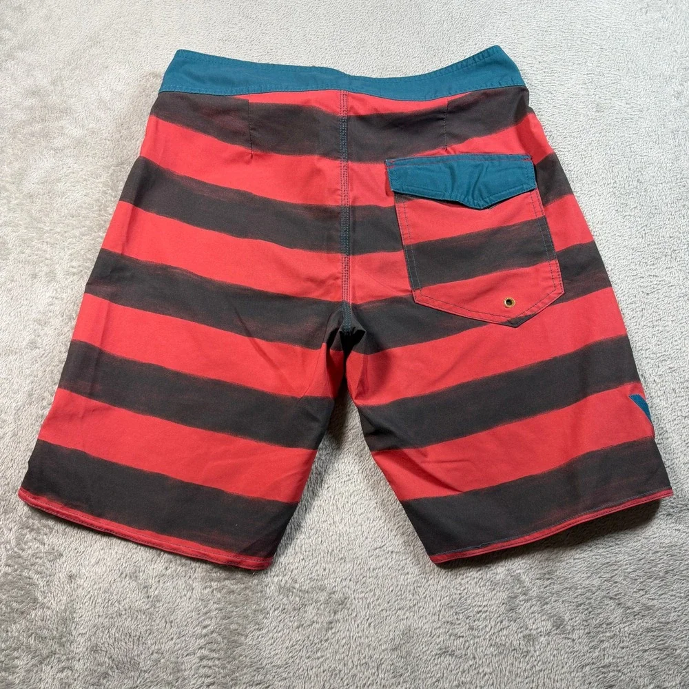RVCA Board Shorts Mens 30 Red Black Striped 10